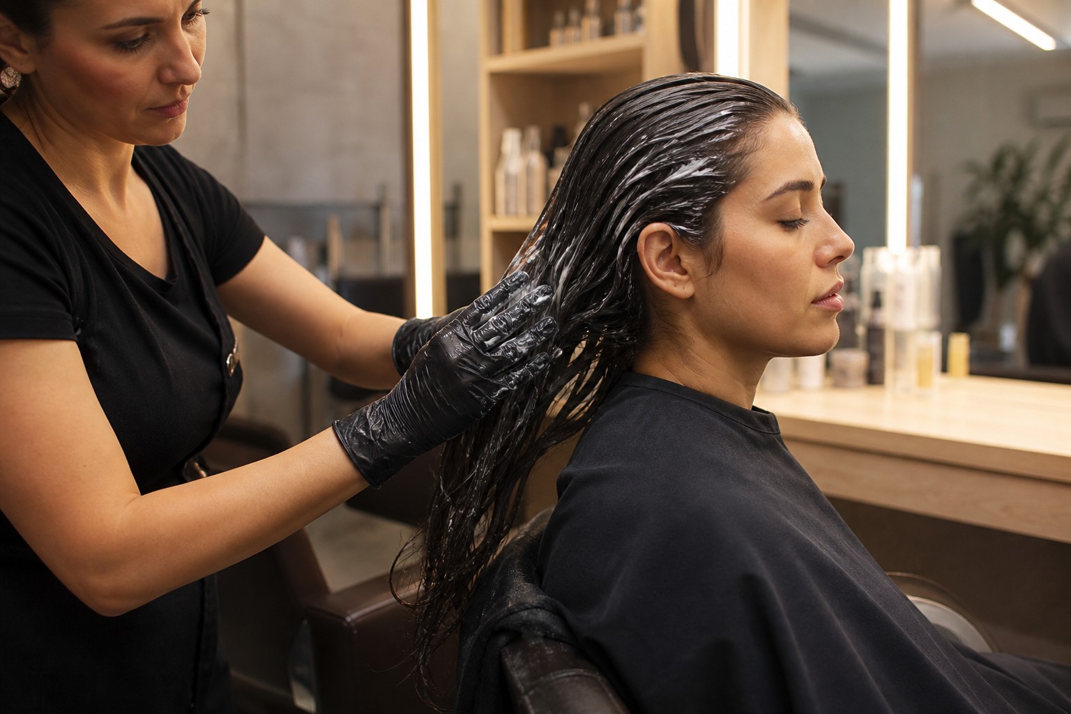 Tratamiento de hidratacion capilar en sillon de peluqueria