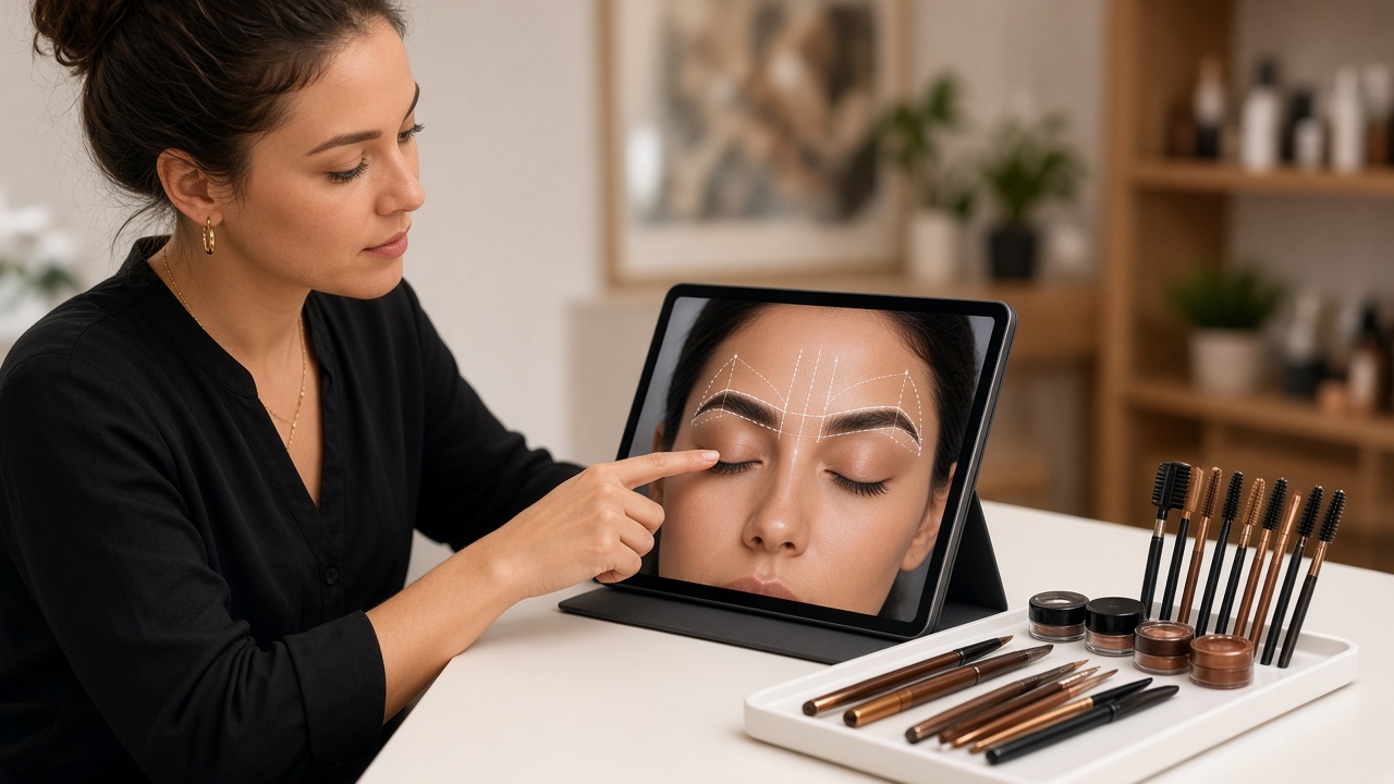 Técnicas de diseño y perfilado de cejas en salón de belleza