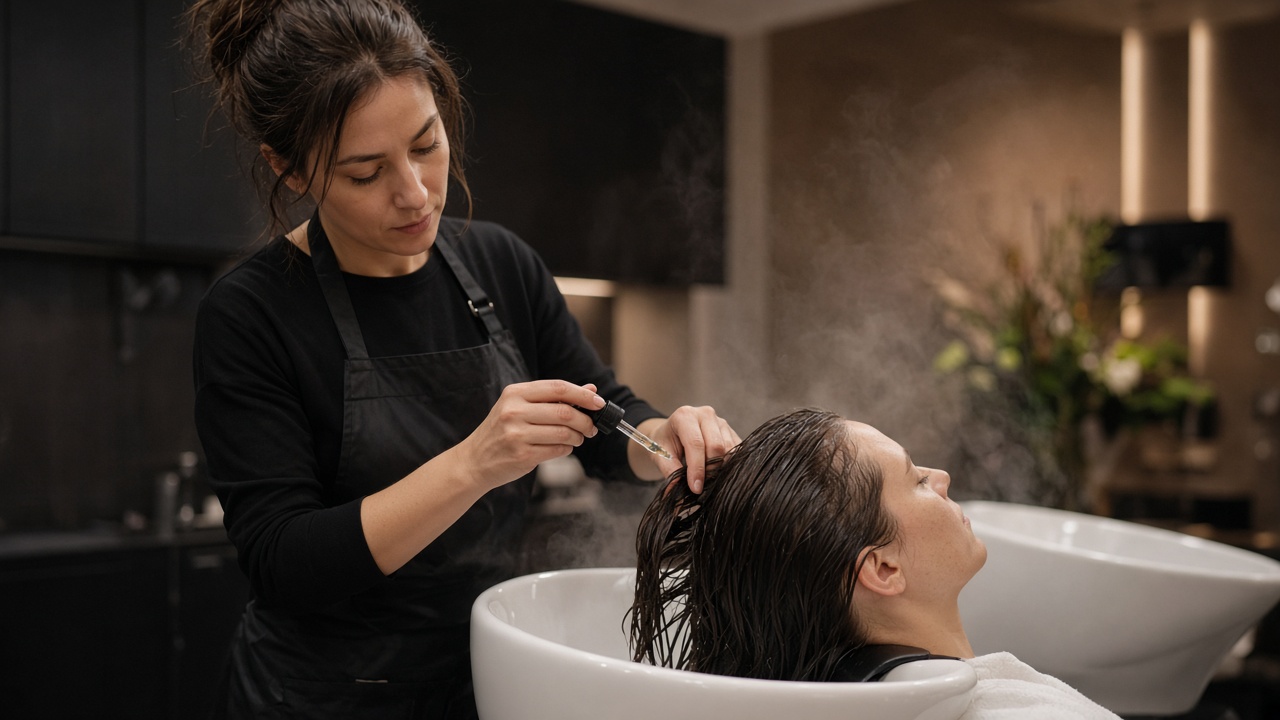 Tratamiento con sérum capilar en peluquería